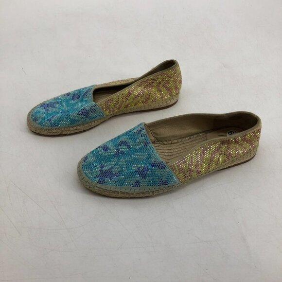 Brian Atwood Hartwell rhinestone blue tan flat espadrilles women’s size 7 - Picture 9 of 15
